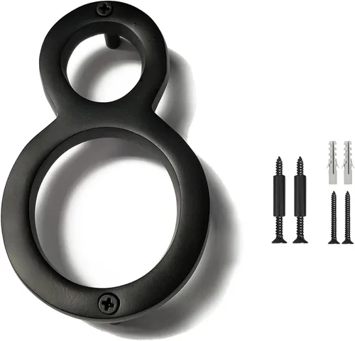 Vista 16 de NACH Números de casa flotantes, números de casa negros de aluminio de 4 pulgadas para exteriores - Número 0, números de puerta con accesorios