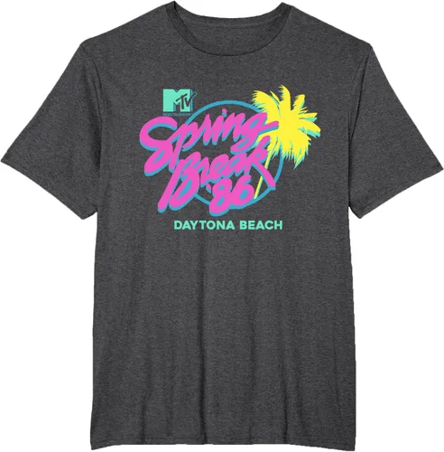 Vista 16 de MTV Camiseta de cuello redondo de ajuste clásico - Spring Break Daytona Beach, negro, adulto, manga corta, algodón y poliéster