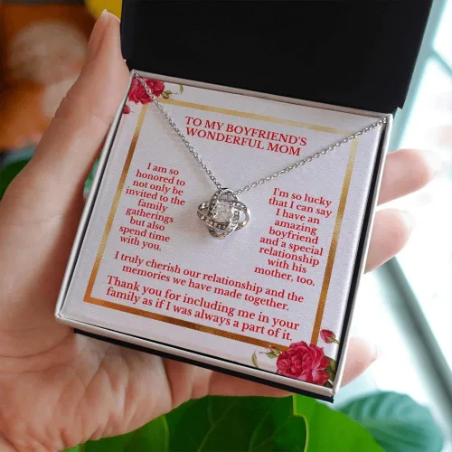 Vista 2 de Collar con texto en inglés "To My Boyfriends Mom", regalos para novios y mamá de parte de la novia, regalos de Navidad para novio mamá, regalo