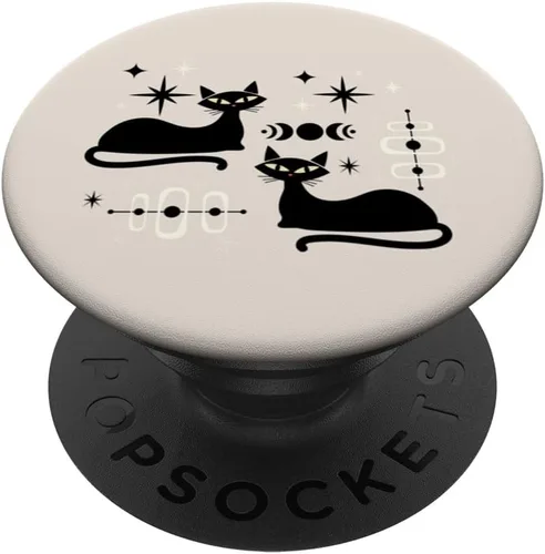 Vista 6 de Retro Cat Midcentury Mid Century Atomic Age Beige Modern PopSockets MagSafe PopGrip para iPhone