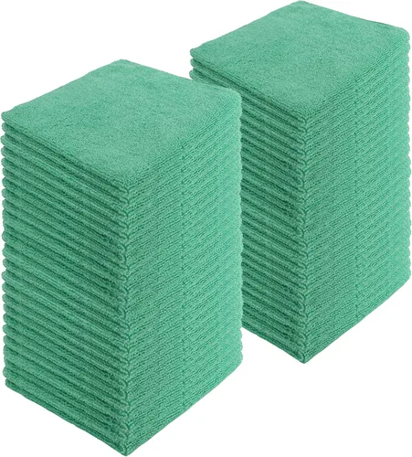 Vista 10 de Toallas de limpieza de microfibra, paquete de 12, 16 x 16 pulgadas, multiusos, más suaves, altamente absorbentes, sin pelusas, reutilizables Negro