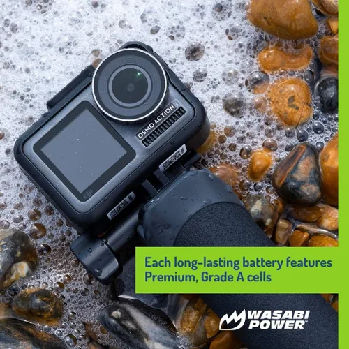 Vista 3 de Wasabi Power Batería (paquete de 2) y cargador USB triple para DJI AB1 y DJI OSMO Action Camera