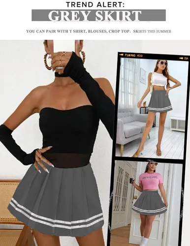 Vista 3 de Avidlove Falda plisada para mujer, uniforme escolar, minifalda plisada para animar