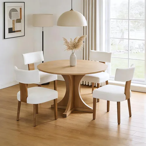 Vista 9 de Juego de 2 sillas de comedor modernas, sillas de cocina tapizadas con respaldo curvo, sillas de comedor de lino de granja, cómodas sillas de madera