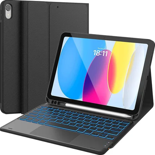 Vista 17 de CHESONA Funda compatible con iPad de 11ª (A16)/10ª generación con teclado Azul