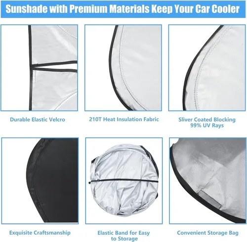 Vista 3 de Parasol para parabrisas, 4 capas, parasol para ventana delantera, bloquea los rayos UV, mantiene el automóvil más fresco