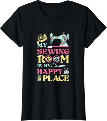 Vista 10 de Costura is my Happy Place diseño de una playera, mujer S, Arándano