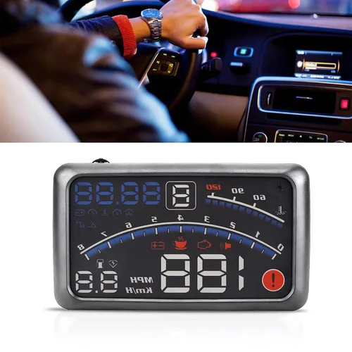 Vista 5 de OBD2 - Velocímetro digital universal de 5.5 pulgadas, proyector de parabrisas, alarma de sobrevelocidad, kmh/mph