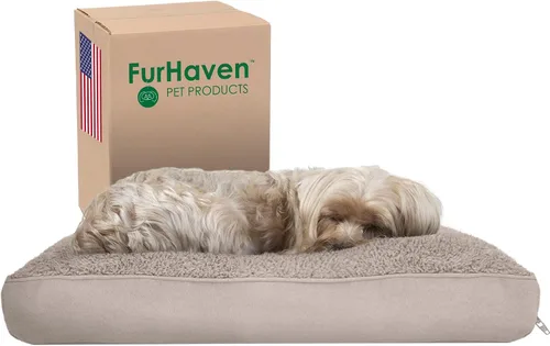 Vista 24 de Furhaven - Cama para perros y gatos, cojín de lujo, diseño rectangular tradicional, cama para mascotas con funda extraíble para perros y gatos