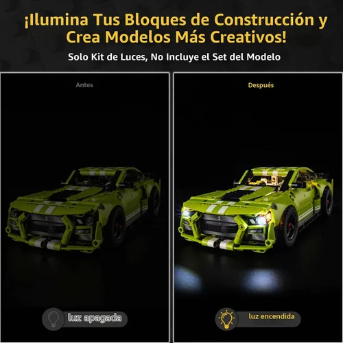 Vista 3 de Kyglaring Kit de luces LED compatible con Lego Mustang Shelby GT500 Technic 42138 bloques de construcción de automóvil, accesorios de iluminación
