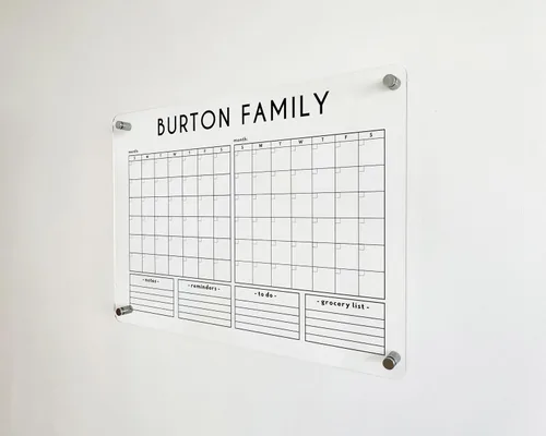 Vista 9 de Calendario de pared acrílico de dos meses, calendario personalizado 2026, planificador de dos meses, calendario familiar 2026 con marcador, mensual