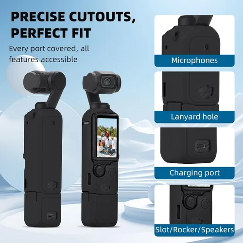 Vista 4 de BRDRC Funda de silicona Pocket 3, funda protectora con protector de lentes, funda antiarañazos compatible con DJI OSMO Pocket 3 Combo para creadores