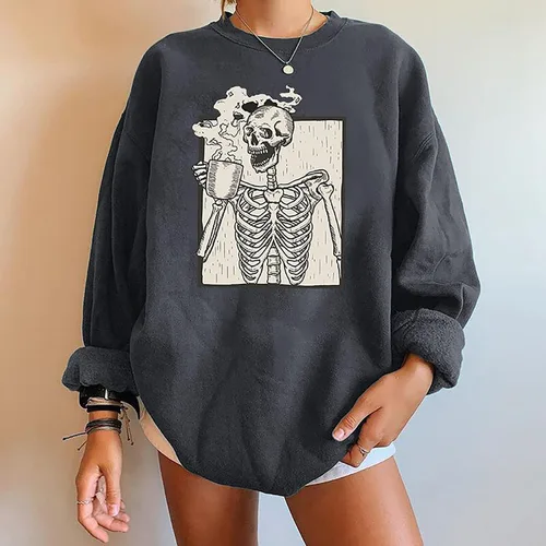 Vista 6 de Fronage Suéter de manga larga con estampado floral para mujer, cuello redondo, casual, holgado, con estampado vintage