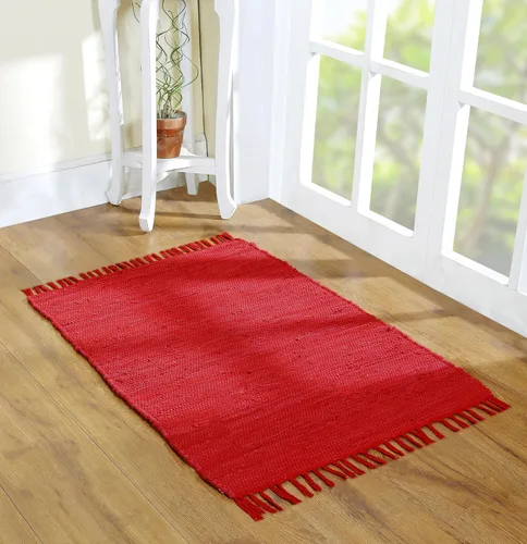 Vista 21 de Alfombra de trapo de algodón de 24 x 36 pulgadas, alfombra Chindi multicolor, tejida a mano, lavable y reversible para sala de estar, cocina Agua
