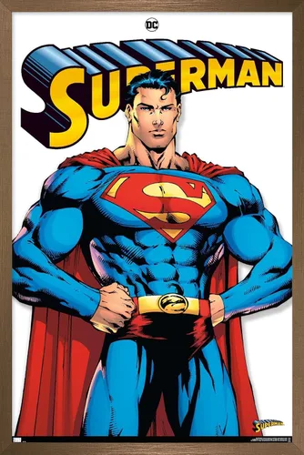 Vista 15 de DC Comics Superman Feature Series - Póster de pared, 22.4 pulgadas de largo x 14.7 pulgadas de ancho, versión enmarcada de madera de granero