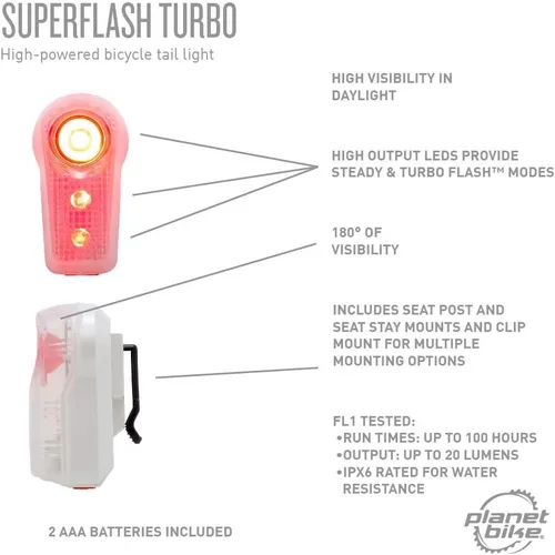 Vista 8 de Planet Bike Luz trasera Superflash Turbo Bike