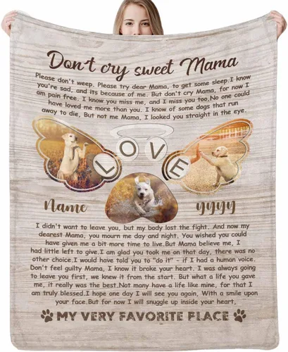Vista 28 de Manta personalizada con imagen, mantas de memoria personalizadas para perros, hechas en Estados Unidos, imagen personalizada para pérdida de 1 Foto