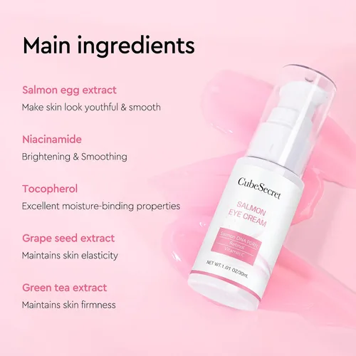 Vista 2 de Salmon DNA PDRN Pink Peptide Eye Serum Tratamiento Hidratante Restaura la elasticidad y la luminosidad de la piel Unifica el tono de la piel