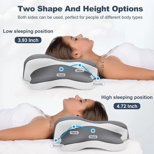 Vista 5 de Cervical Neck Pillow for Neck Pain Relief, Side Sleeper Pillows for Adults