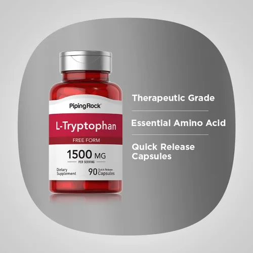 Vista 4 de Piping Rock L-triptófano 1500 mg 90 cápsulas Forma libre Suplemento sin OMG, sin gluten