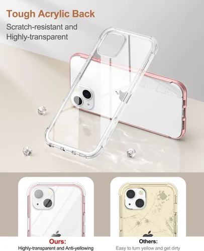 Vista 4 de SURITCH Funda compatible con iPhone 13 de 6.1 pulgadas 360 grados transparente a prueba de golpes de silicona a prueba de golpes [ultra híbrida]