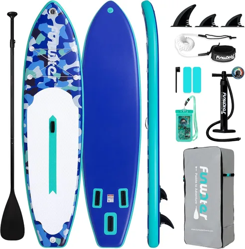 Vista 12 de FunWater Inflatable Stand Up Paddle Board with Beginners SUP Accessories verde militar (army green camouflage)