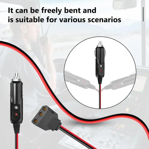 Vista 7 de LUITON Adaptador de corriente de radio Cb de 2 pines, enchufe de alimentación de repuesto fusionado de 12 V con cables, adaptador de corriente