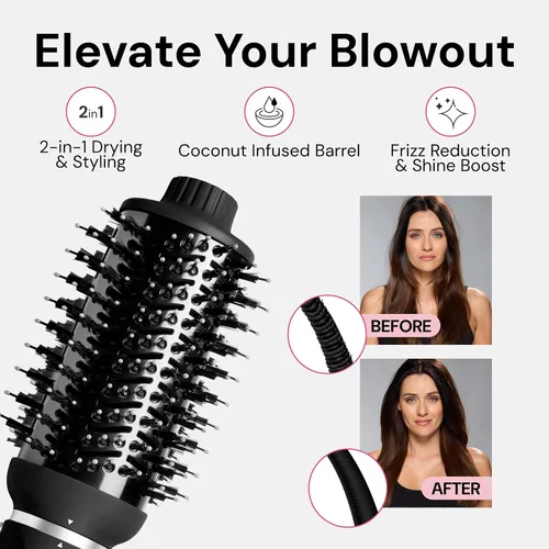 Vista 4 de L'ANGE HAIR VolumeBoost 60mm 2-en-1 Cepillo Secador Voluminizador Cerámico Secado Rápido y Estilo para Peinados Voluminosos Sin Frizz Barril