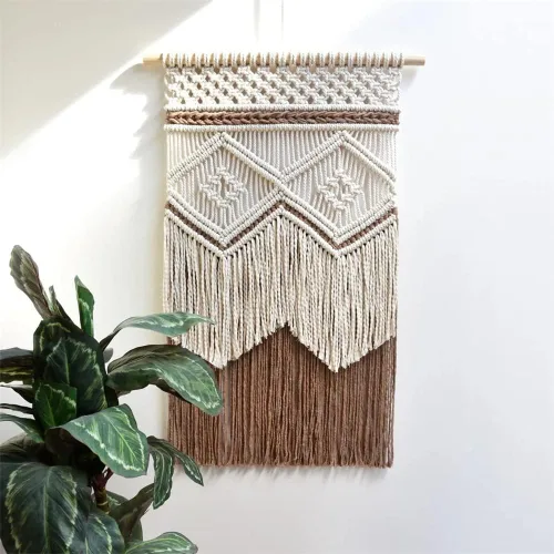 Vista 6 de BMIDRUT Tapiz colgante de macramé, atrapasueños, tapices tejidos a mano, decoración de pared para el hogar, frontón de pared