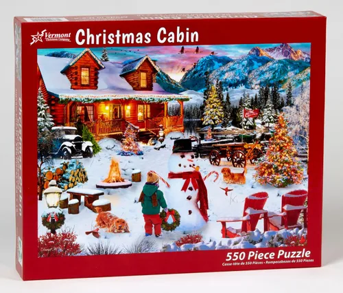 Vista 2 de Rompecabezas de cabina de Navidad de 550 piezas por Vermont Christmas Company