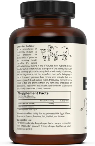 Vista 9 de Lonvera Suplemento de Hígado de Res Alimentado con Pasto – 3000 mg de Órganos Desecados Liofilizados – Fuente de Nutrientes para Articulaciones