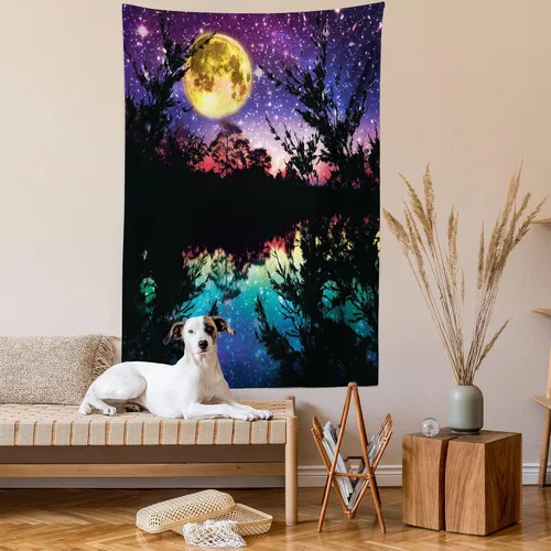 Vista 2 de Colección Home Ambesonne, Paisajes de verano con flores púrpura en cascadas luz de sol, cuadro paraiso natural con luz de sol, cortina de ducha