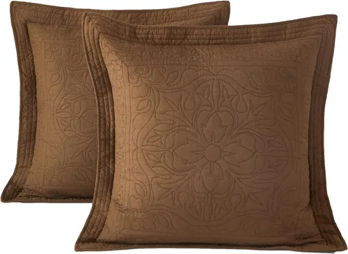 Vista 42 de WINLIFE Funda de almohada acolchada 100% algodón con estampado floral tamaño estándar (azul bebé)