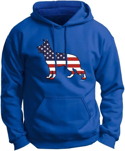 Vista 10 de ThisWear Sudadera con capucha de primera calidad con diseño de pastor alemán y bandera estadounidense