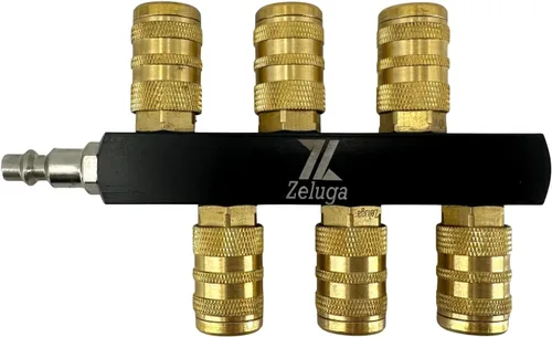 Vista 6 de Zeluga 22-161 Colector de aire de 3 vías con acoplador de conexión rápida NPT de 1/4 pulgadas, divisor de aire neumático industrial, conector