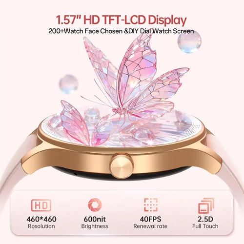 Vista 5 de Woneligo Relojes inteligentes para mujeres, pantalla táctil HD de 1.57" (2 bandas) con Bluetooth para llamadas (hacer/responder), rastreador