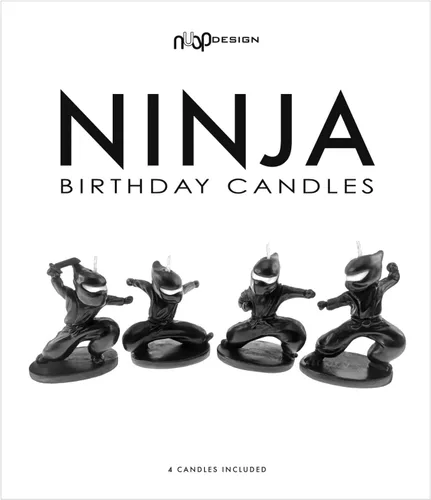 Vista 2 de Fighting Ninja Wax - Velas de cumpleaños (juego de 4) - Estilo de juguete retro - por NuOp Design