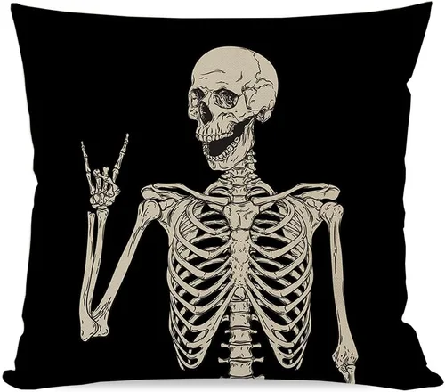 Vista 7 de PANDICORN Juego de 4 fundas de almohada de Halloween de 16 x 16 pulgadas, diseño de esqueleto de gato negro, perro, fantasma, calabaza, decoración