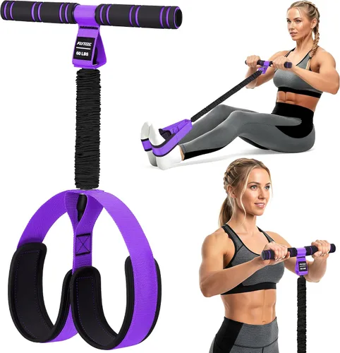Vista 9 de KUTIZE Multifunction Pedal Resistance Band with Handle, Upgraded Exercise Equipment with Soft Foot Pedal for Sit Up & Full-Body Home Gym Workouts