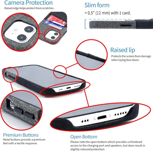 Vista 4 de Dockem Funda tipo cartera para iPhone 12 y iPhone 12 Pro: Placa de metal integrada para montaje magnético y 2 tarjeteros de crédito: 6.1" Luxe M2
