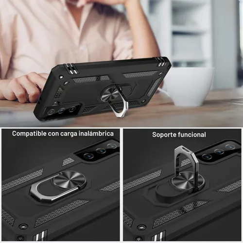Vista 6 de IKAZZ Funda para Galaxy S21, Grado Militar Resistente a Golpes de Servicio Pesado Cubierta Protectora para Teléfono Pasa Prueba de Caída de 16 pies