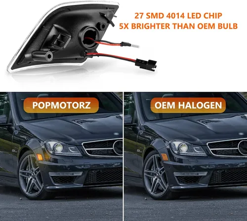 Vista 3 de POPMOTORZ Conjunto de luz de señalización de intermitencia lateral de parachoques delantero completo LED, kit de lámpara de señalización