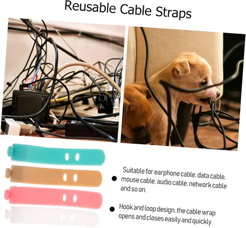 Vista 2 de Organizador de cables de silicona para auriculares y cables USB, banda de amarre suave para almacenamiento, solución de gestión de cables