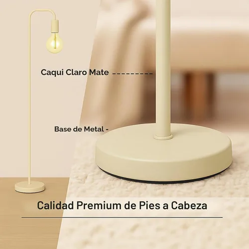 Vista 6 de Lámpara de pie BoostArea Kahki de 63 pulgadas, lámpara de pie moderna y bonita, lámpara de pie de metal, enchufe E26, interruptor