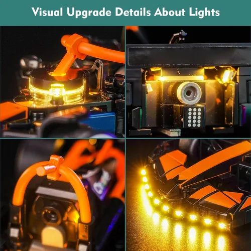 Vista 8 de Kit de luces LocoLee Compatible con Lego 77251 McLaren F1 Team MCL38 Coche de Carrera - Solo Luz Sin Modelo, Accesorios de Iluminación LED