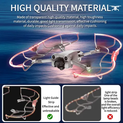 Vista 3 de Protector de hélice luminoso compatible con DJI Mini 3/Mini 3 Pro Drone Quick Release Blade Protectores Hélice, Funda protectora anticolisión