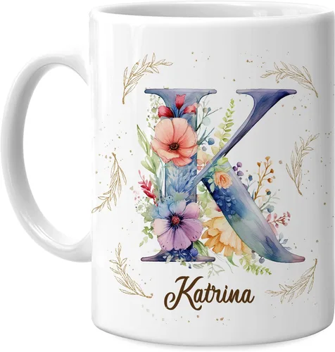 Vista 27 de Hyturtle Taza de café personalizada con inicial con nombre, monograma de cumpleaños, regalos de Navidad para niñas y mujeres, letra A del alfabeto
