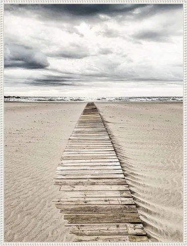 Vista 10 de Amanti Art Framed Canvas Wall Art 24x18 Sandy Beach Boardwalk by Incado, Framed Wall Art Canvas, Beach Artwork, Traditional Decor, Medium Poster