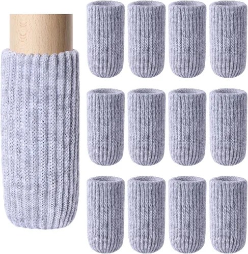 Vista 15 de 8 PCs Calcetines para Patas de Muebles - Calcetines Negros de Alta Elasticidad para Muebles, Protectores de Piso de Patas de Silla Tejidos, Juego