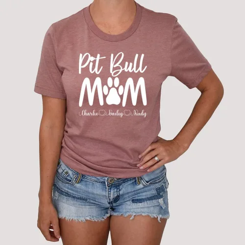 Vista 3 de Pitbull Mom - Camiseta personalizada para los amantes de Pitbull